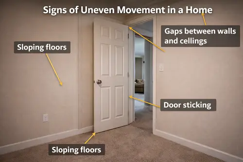 illustration showing signes of uneven movement in a home