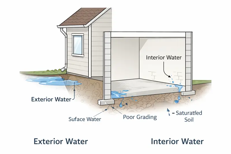 illustration of foundation water problems