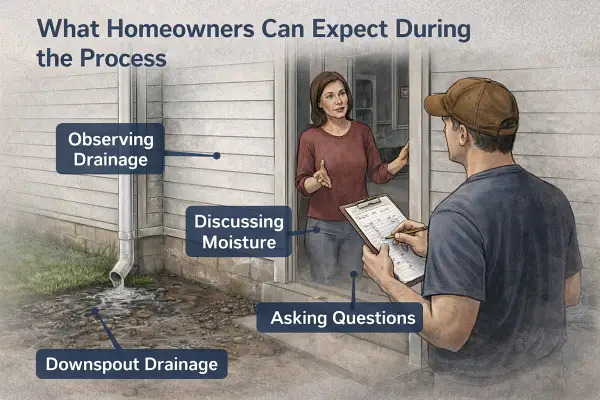 illustration showing foundation inspection and drainage check
