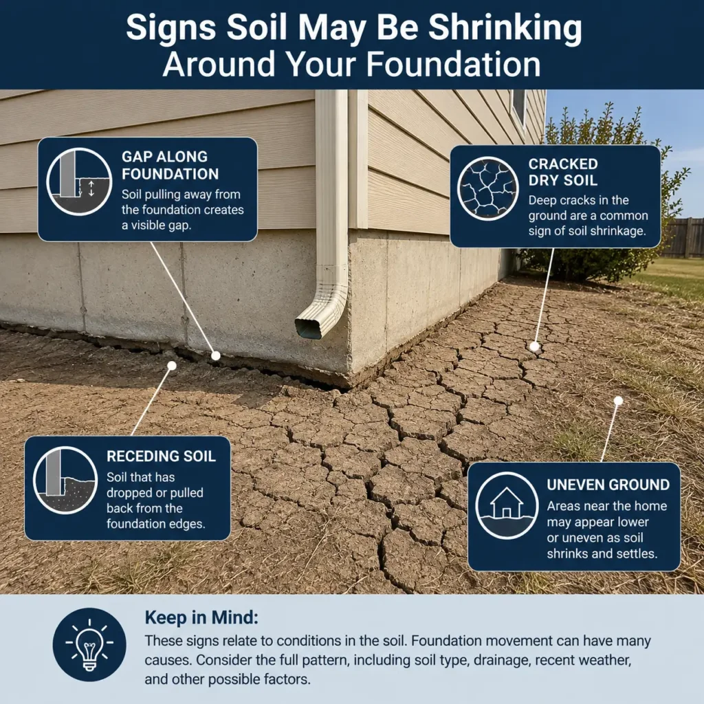 Illustration of how soil shrinkage can affect the foundation